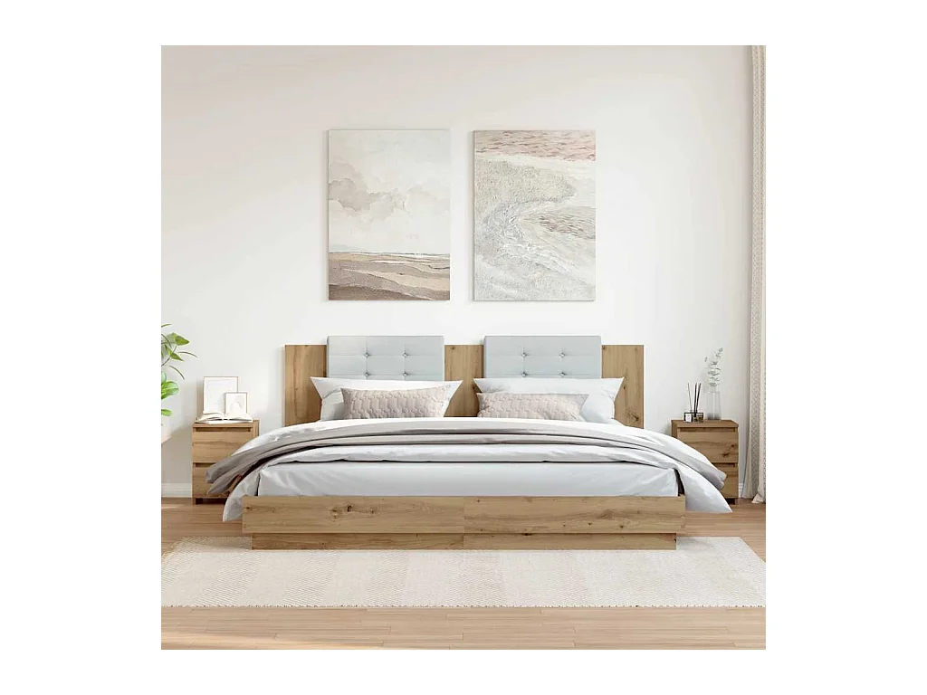 Tables de chevet 2 pcs chêne artisanal bois d'ingénierie