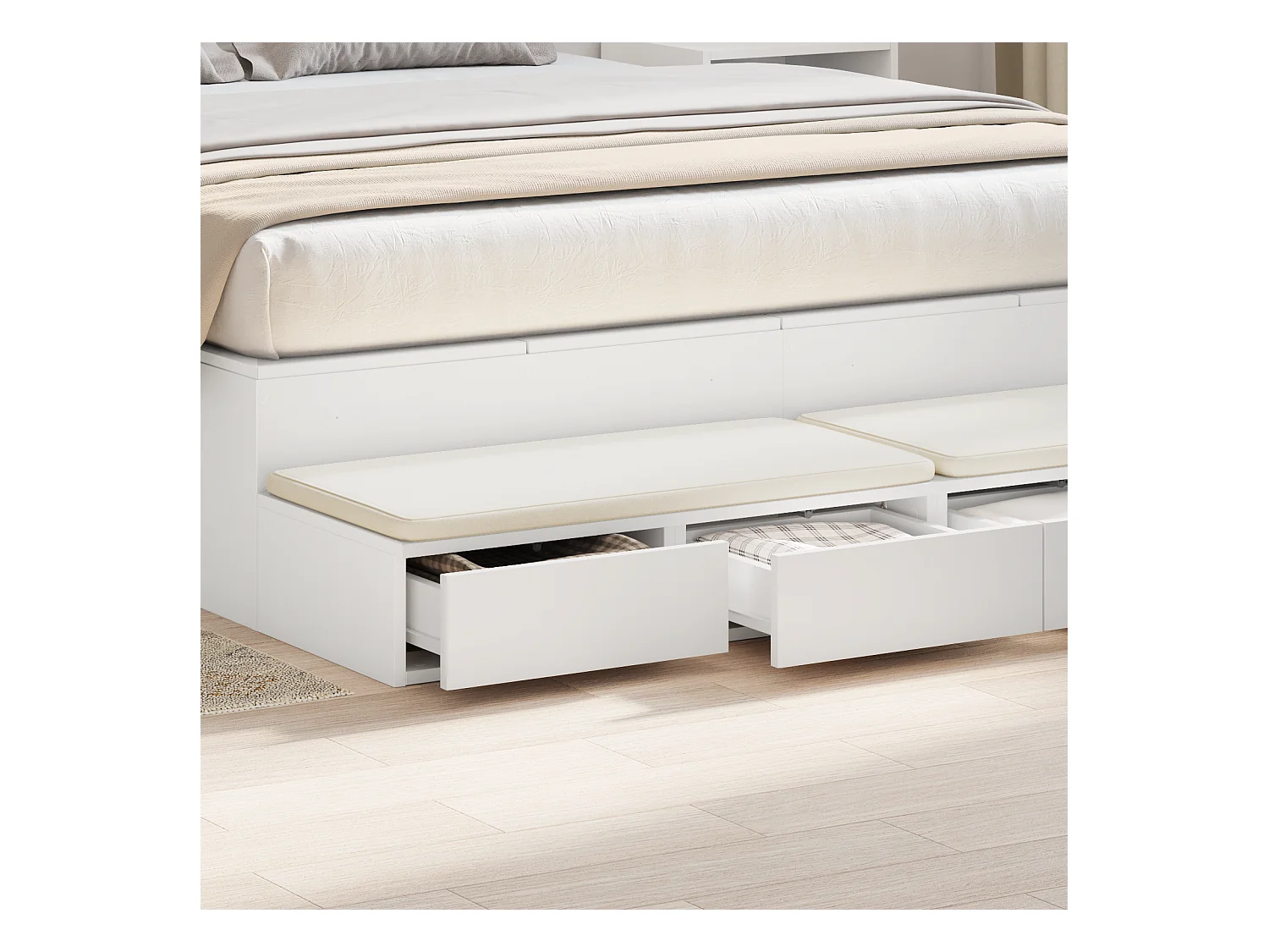 Cassettiera letto bianca 160x36,5x16,5 cm in truciolare