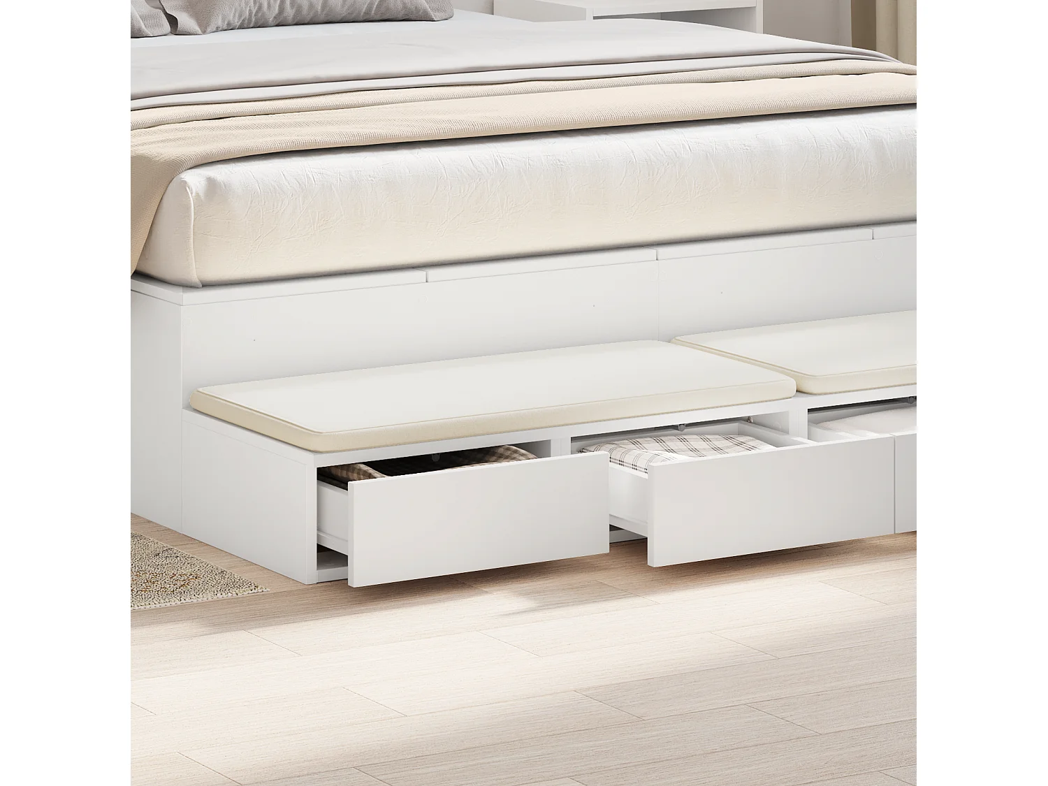 Tiroirs de lit Blanc 160x36,5x16,5 cm en bois aggloméré