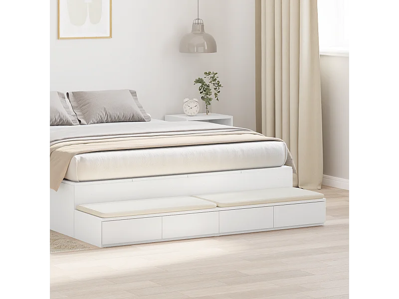 Tiroirs de lit Blanc 160x36,5x16,5 cm en bois aggloméré