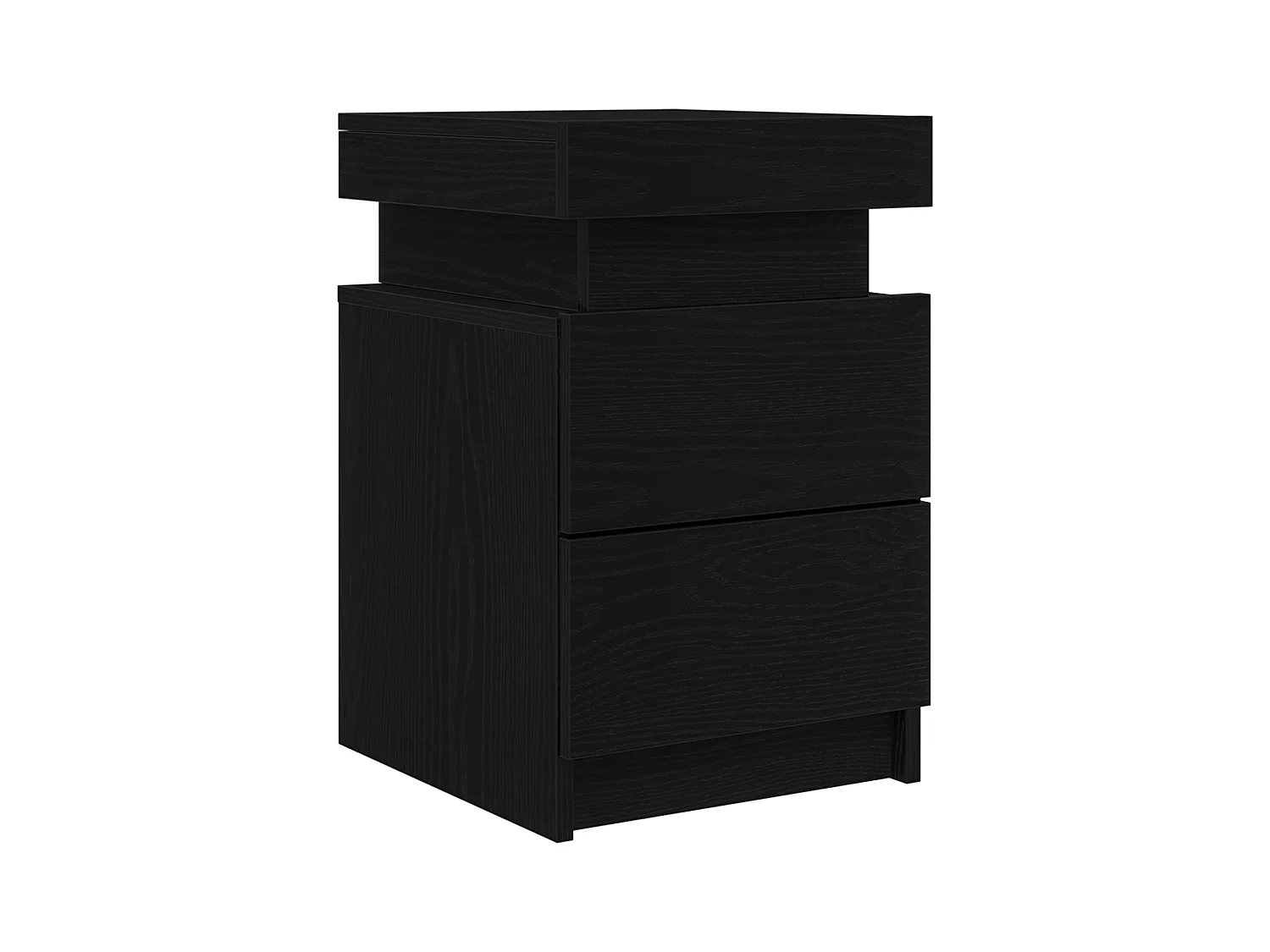 Comodino con luci LED Rovere Nero 35x39x55 cm