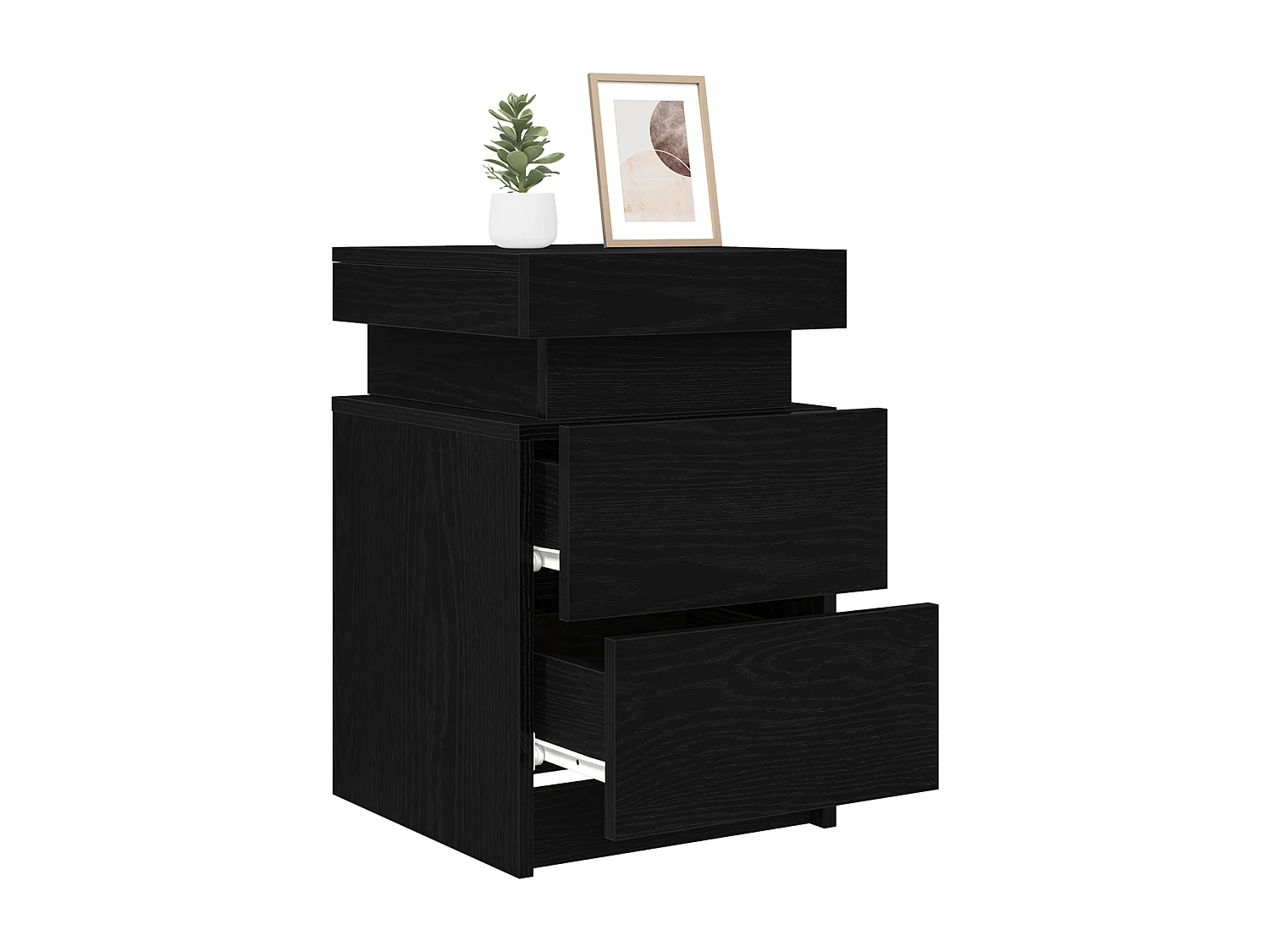 Table de chevet avec lumières LED Chêne Noir 35x39x55 cm