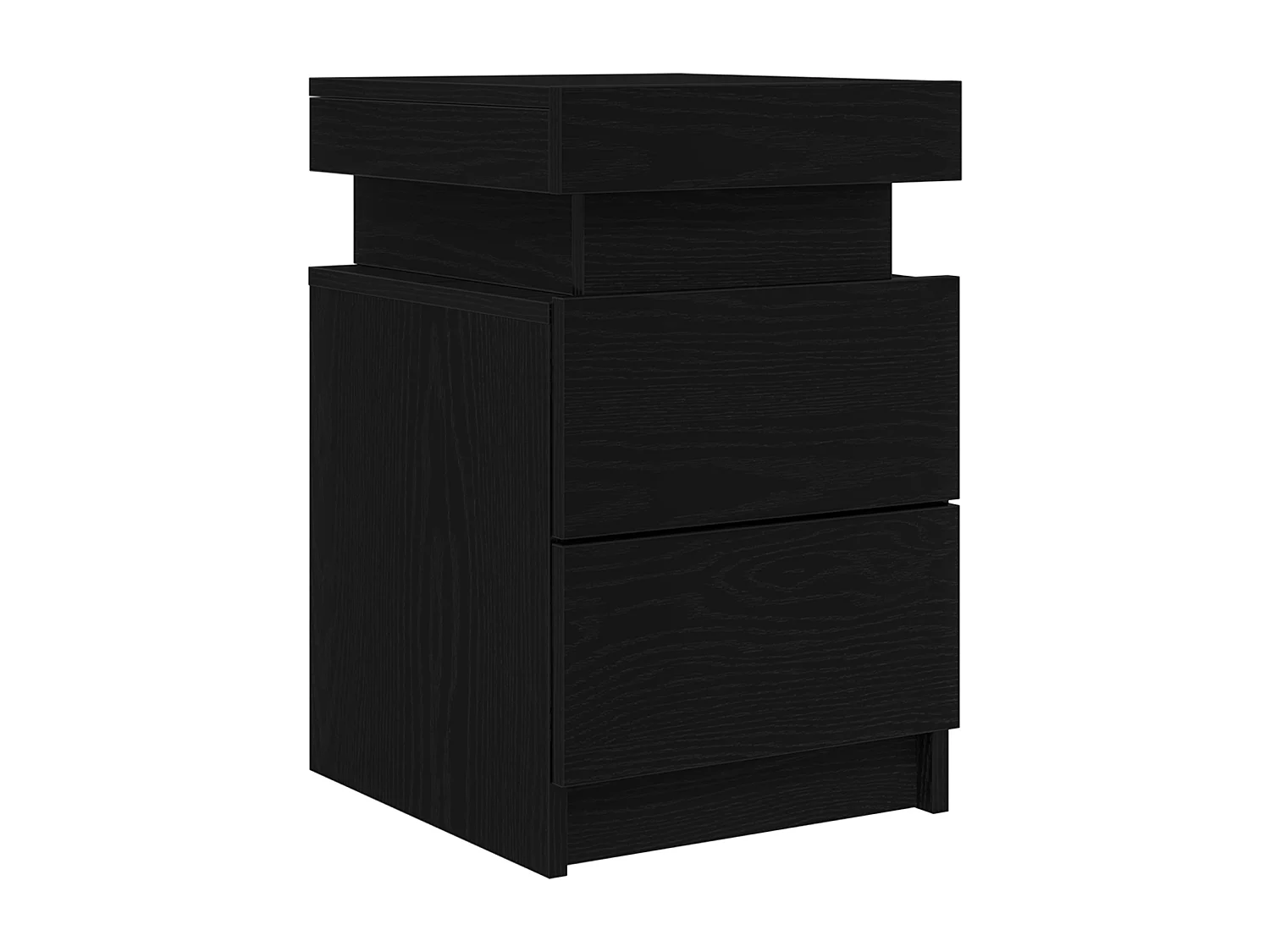 Mesita de noche con luces LED Roble Negro 35x39x55 cm