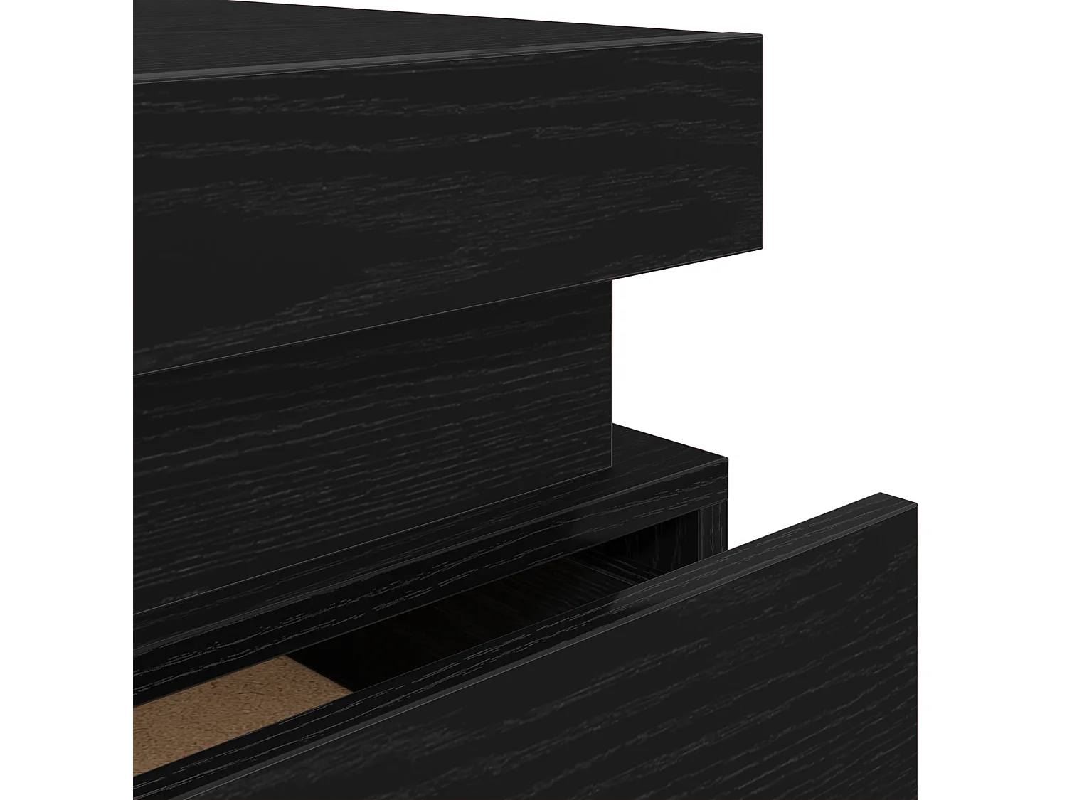 Mesita de noche con luces LED Roble Negro 35x39x55 cm