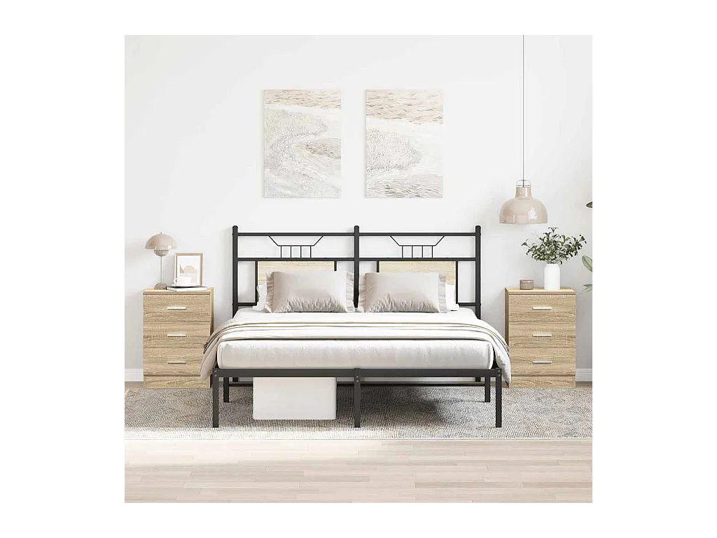 Tables de chevet 2pcs chêne sonoma 38x35x56cm bois d'ingénierie