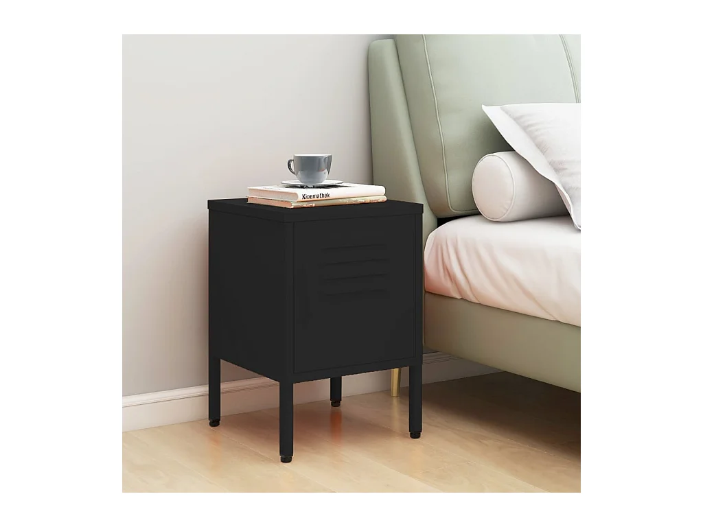 Comodino Nero 35x35x51 cm Acciaio