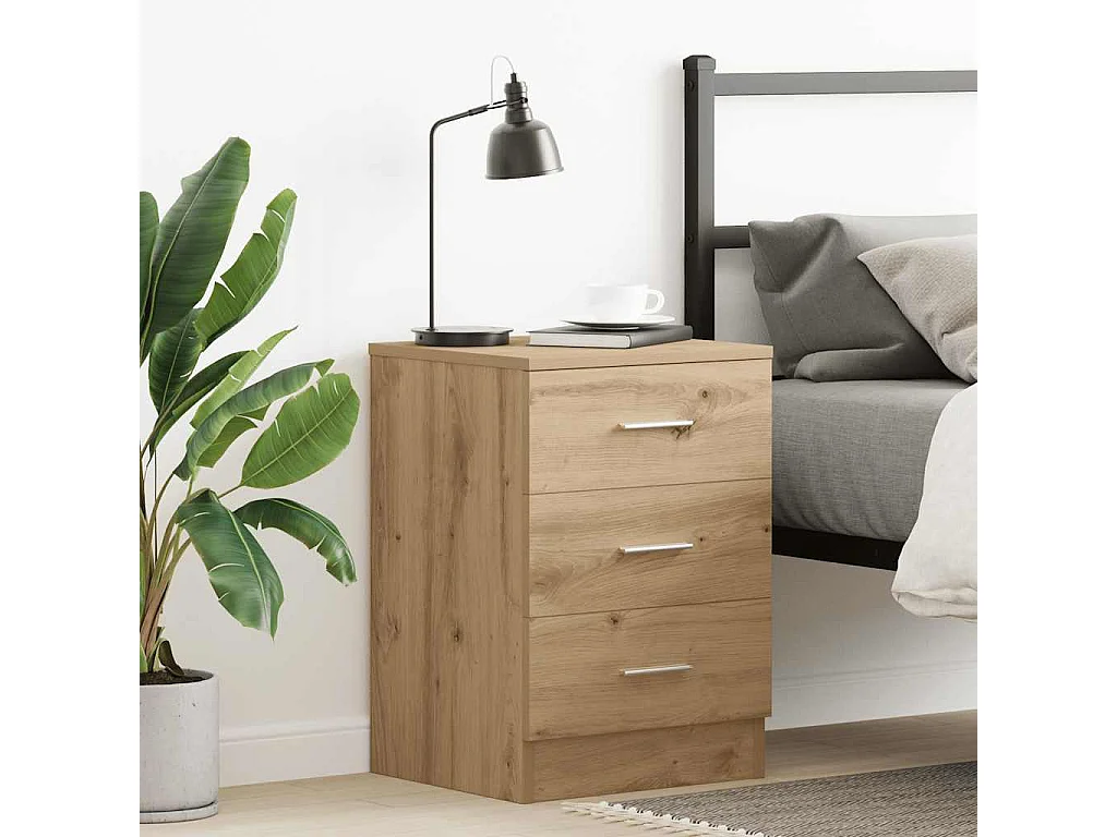 Table de chevet chêne artisanal 38x35x55 cm bois d’ingénierie