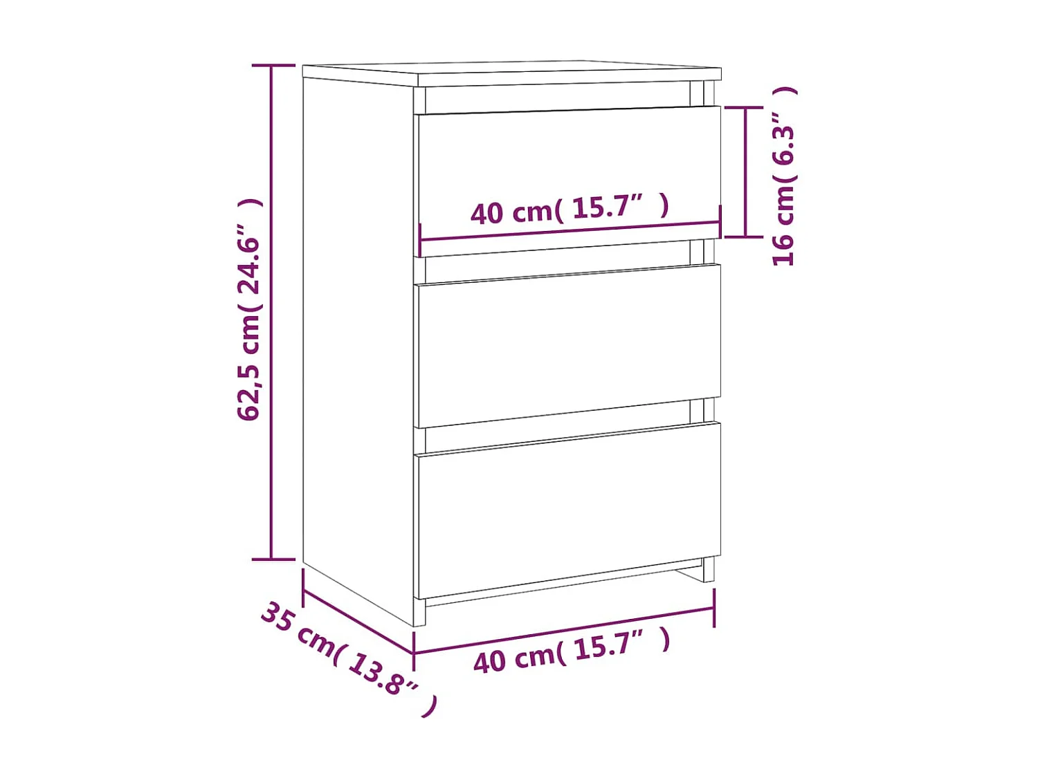 Tables de chevet 2 pcs Sonoma gris 40x35x62,5cm Bois ingénierie