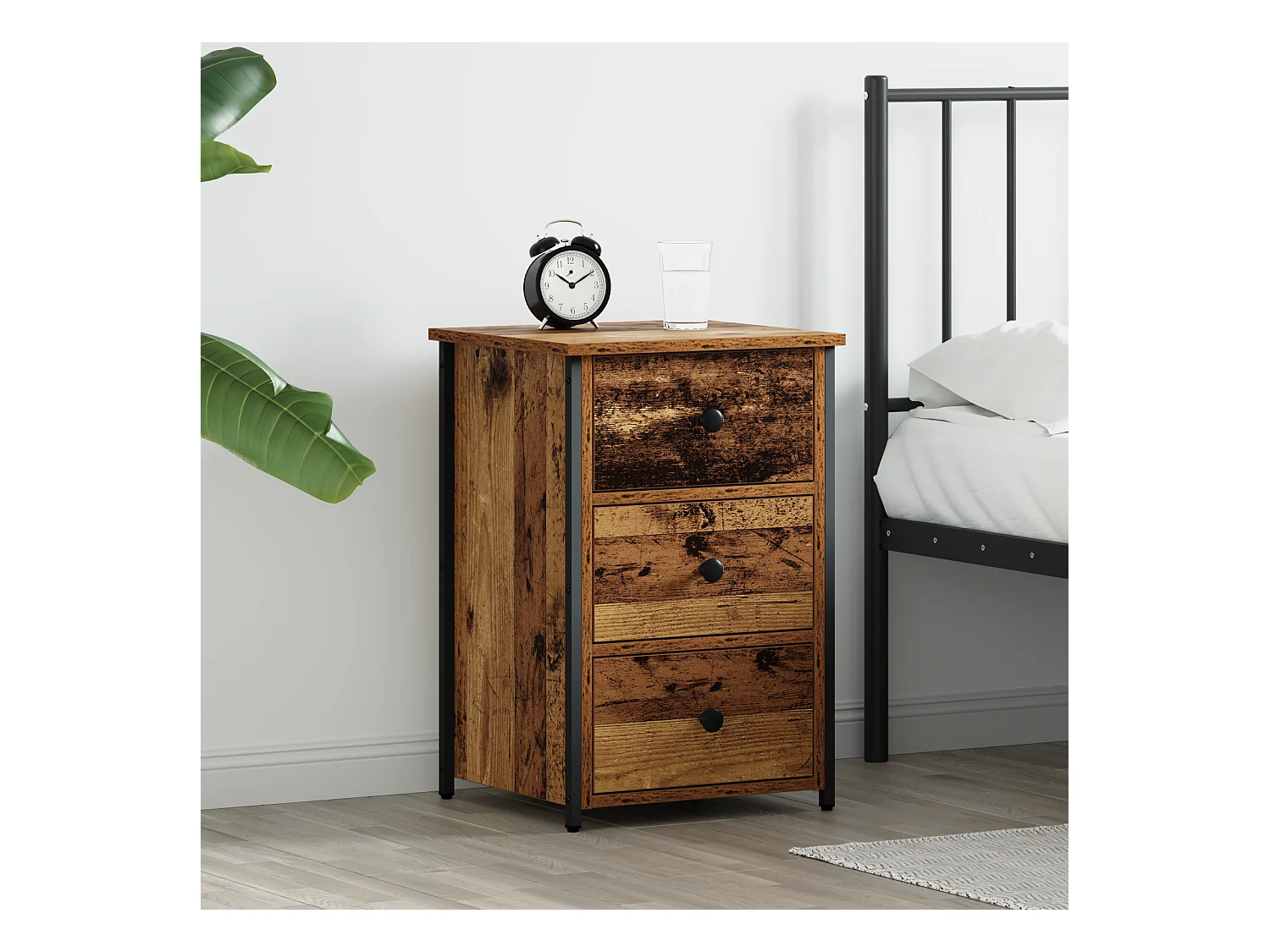 Table en vieux bois Vieux bois MDF, Panneau de particules, Métal