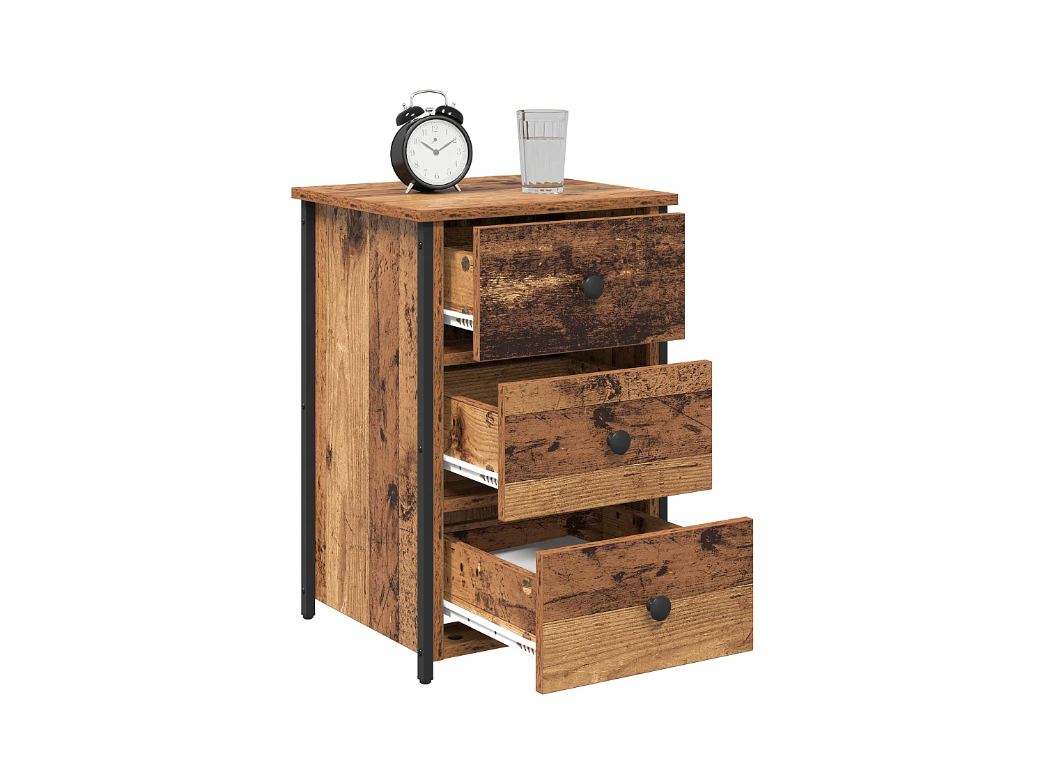 Table en vieux bois Vieux bois MDF, Panneau de particules, Métal