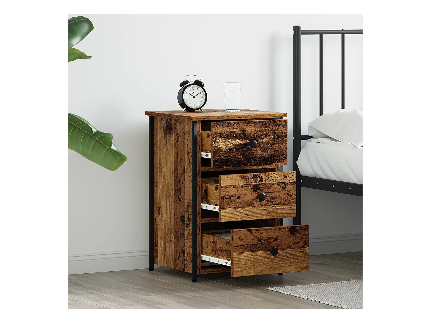 Table en vieux bois Vieux bois MDF, Panneau de particules, Métal