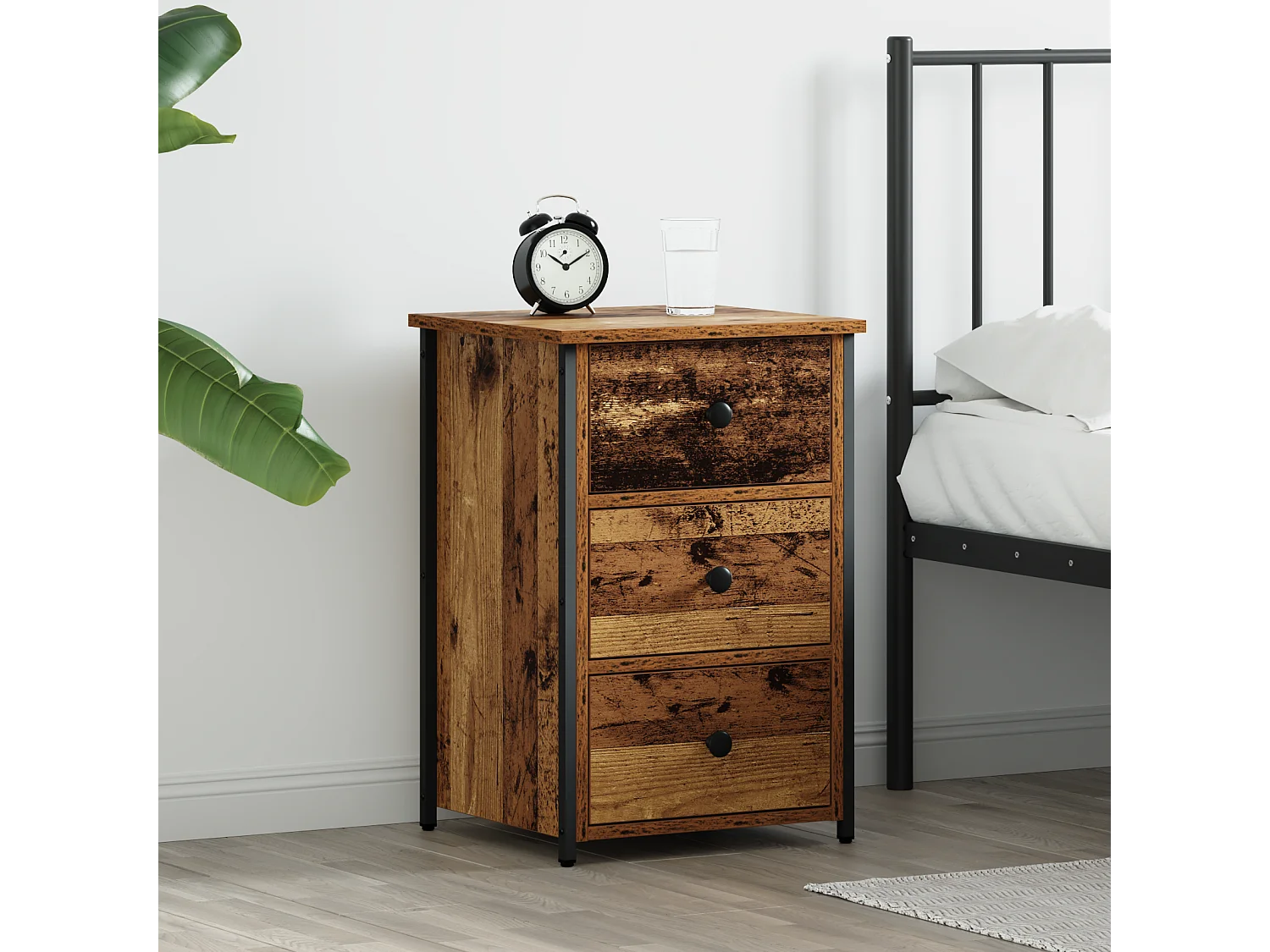 Oude houten tafel Oud hout MDF, Spaanplaat, Metaal