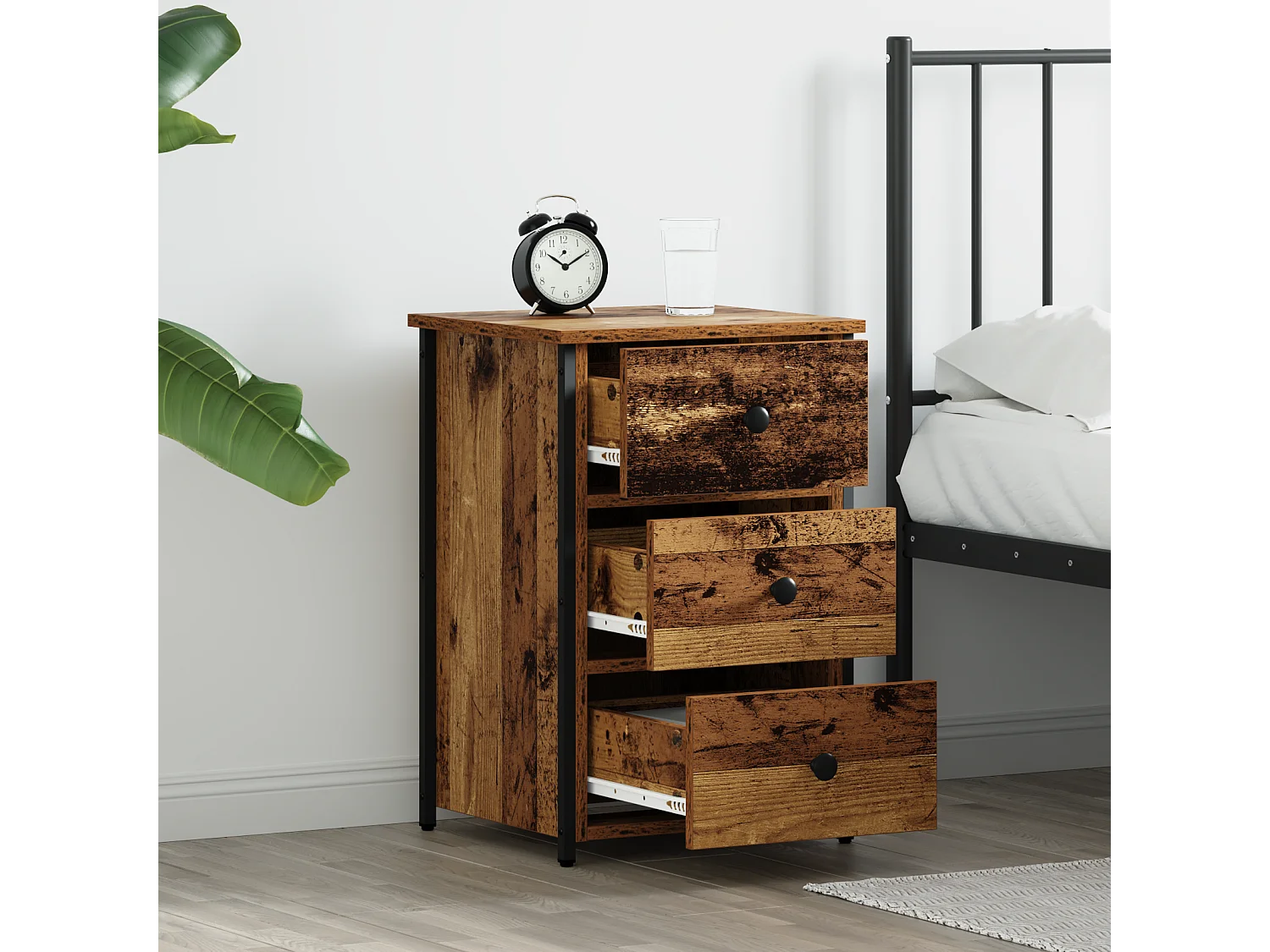 Oude houten tafel Oud hout MDF, Spaanplaat, Metaal