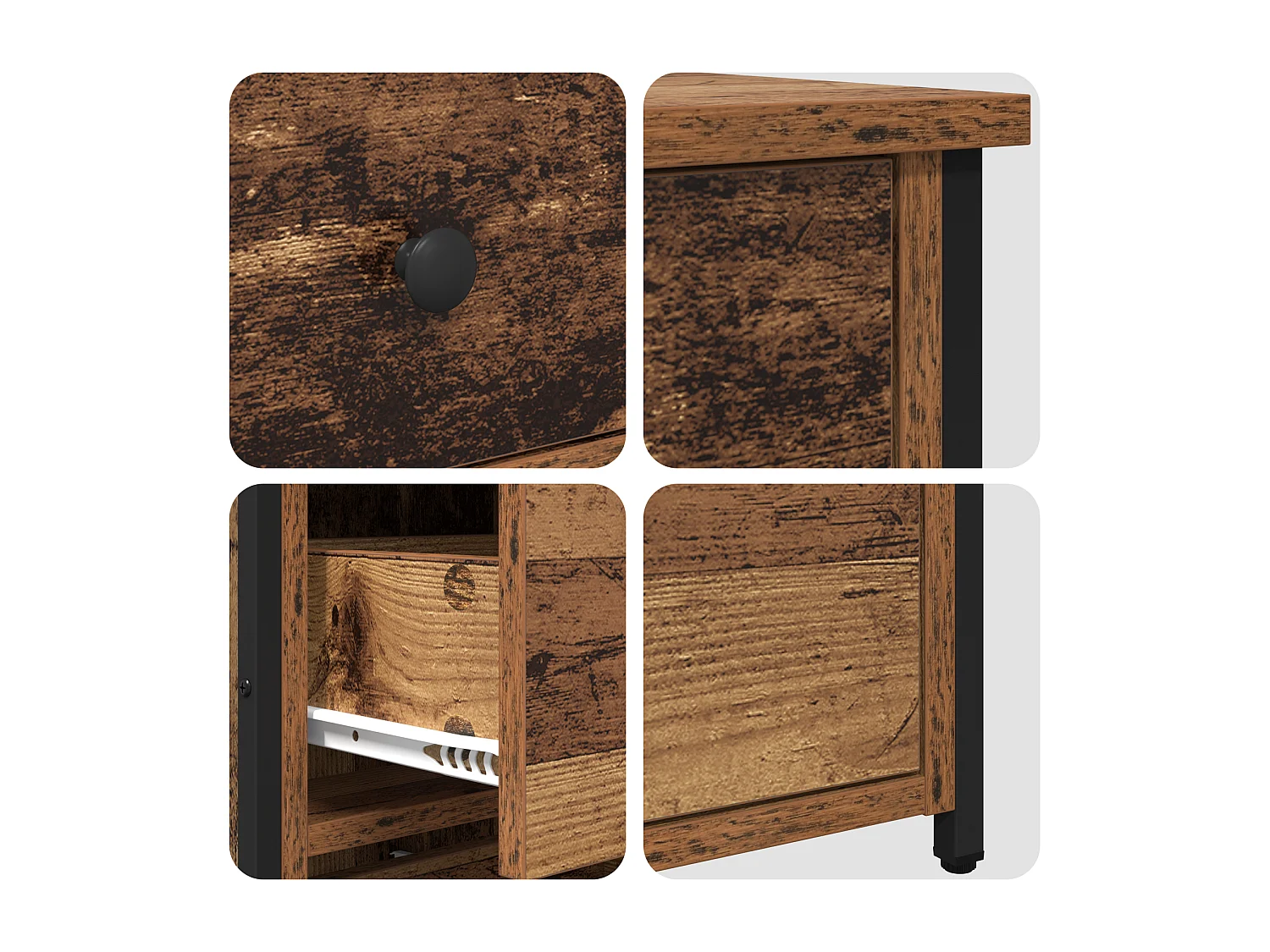 Oude houten tafel Oud hout MDF, Spaanplaat, Metaal