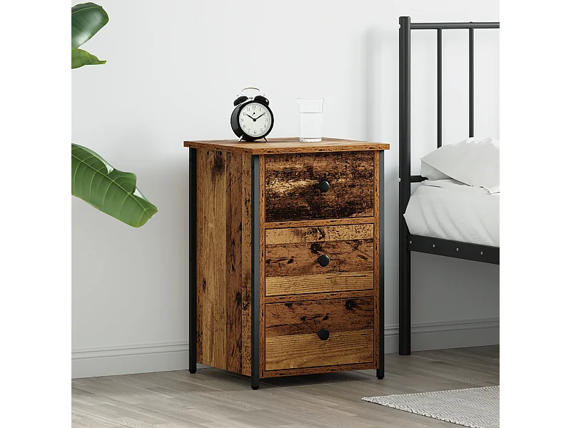 Table en vieux bois Vieux bois MDF, Panneau de particules, Métal