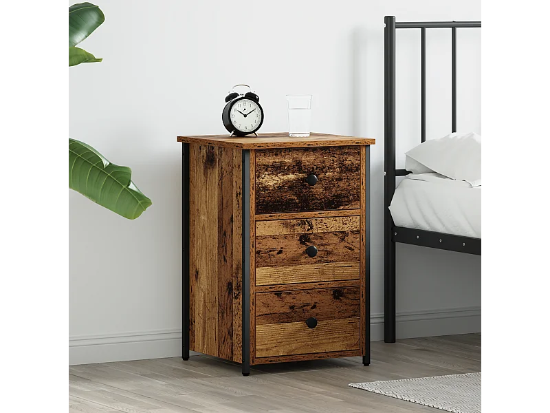 Table en vieux bois Vieux bois MDF, Panneau de particules, Métal