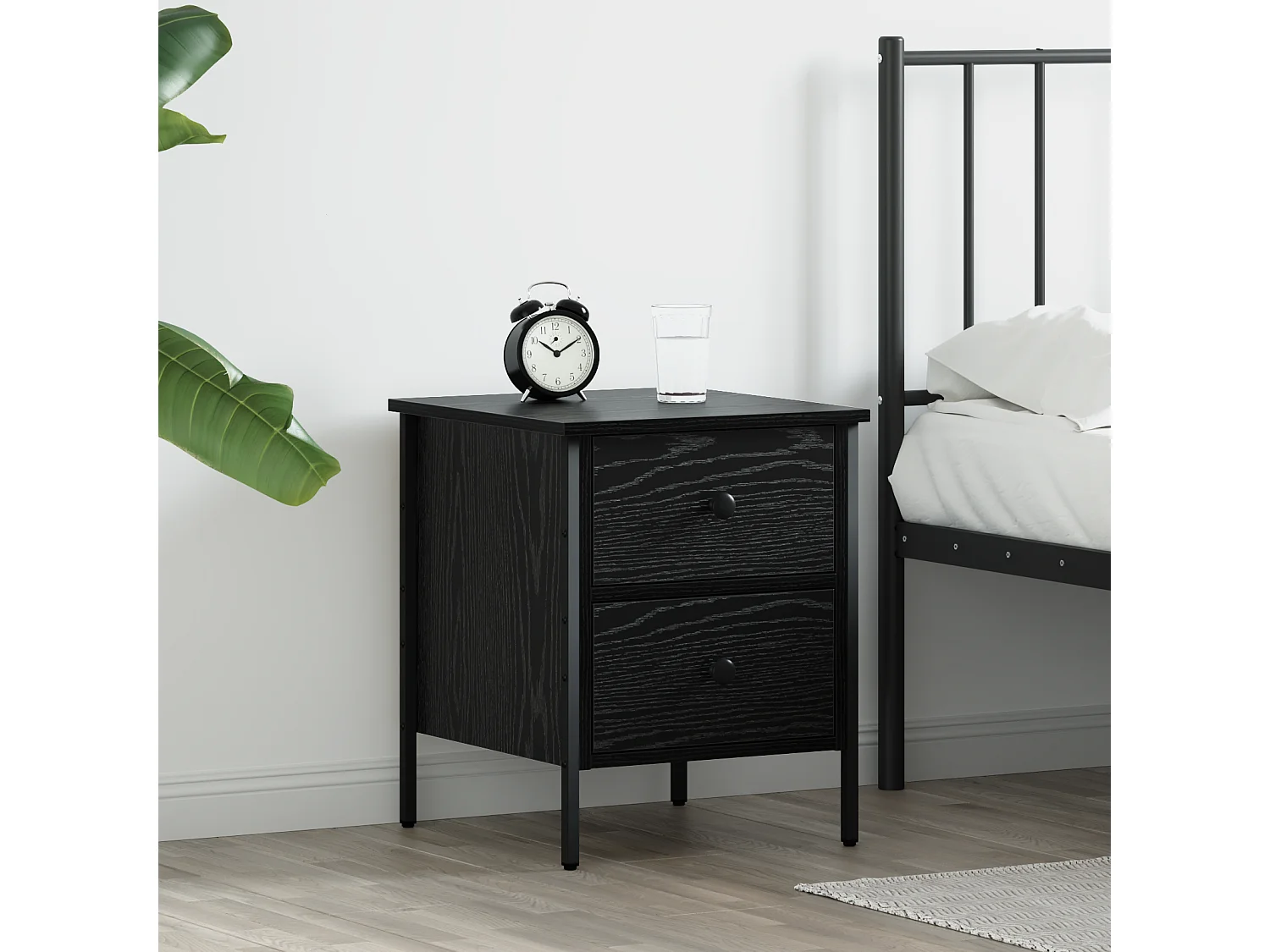 Armoire de chevet en chêne noir 40x42x50 cm en bois d'ingénierie