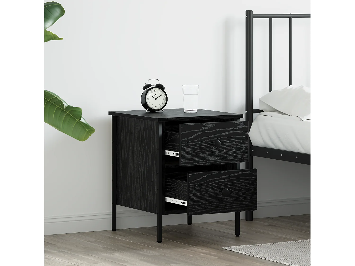 Armoire de chevet en chêne noir 40x42x50 cm en bois d'ingénierie