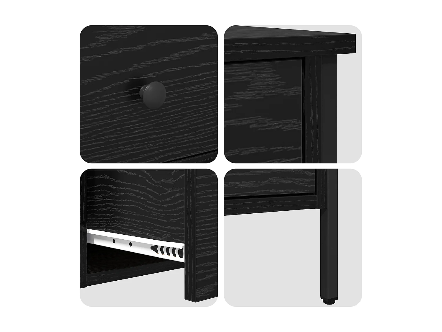 Armoire de chevet en chêne noir 40x42x50 cm en bois d'ingénierie