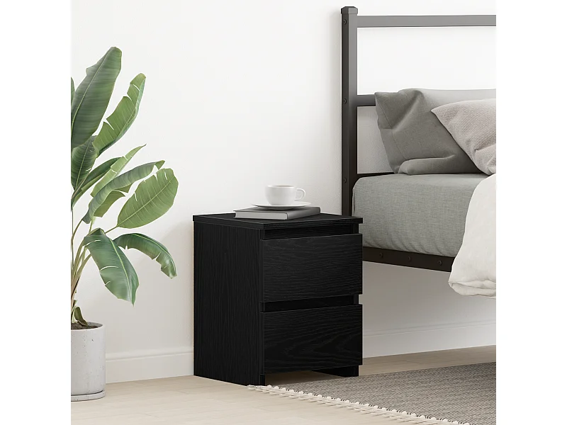 Comodino con cassetti in rovere nero 30x30x40 cm