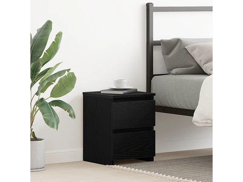 Table de chevet avec tiroirs en chêne noir 30x30x40 cm