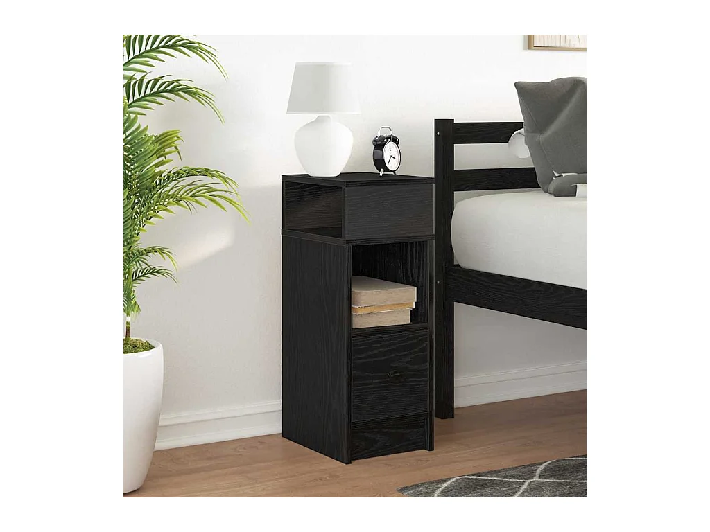 Comodino con cassetto nero 25x31x66 cm