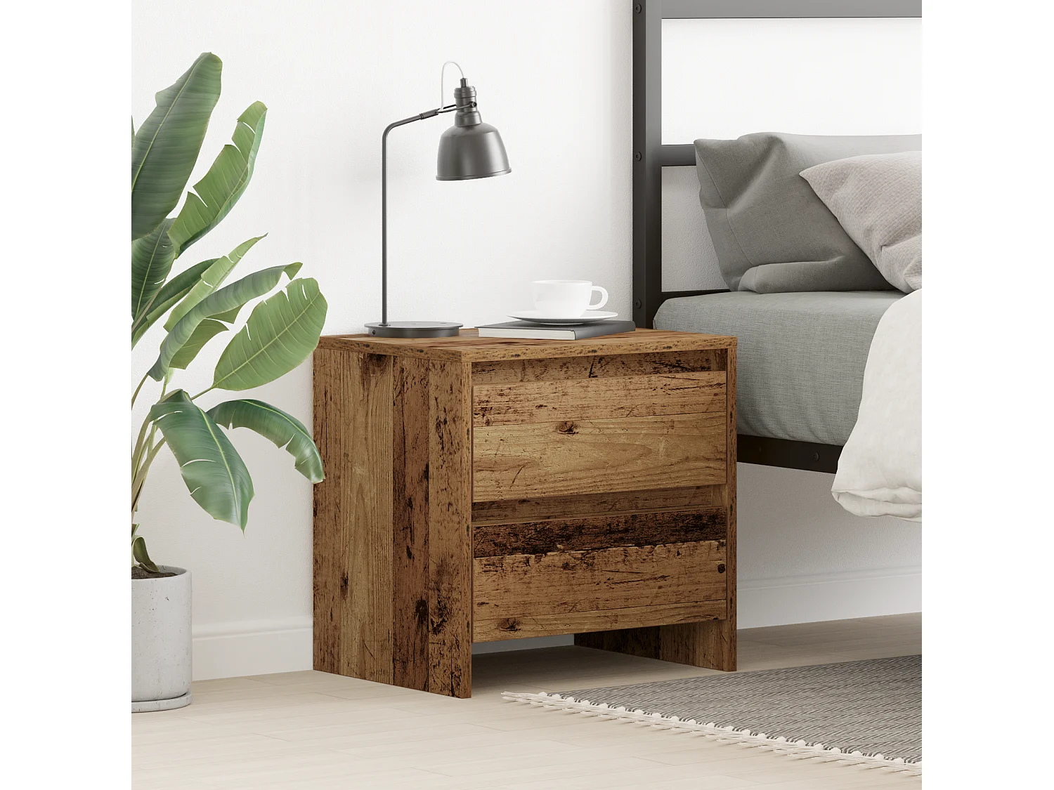 Cabinet de Chevet Bois Vieilli 45x34x44.5 cm Bois d'Ingénierie