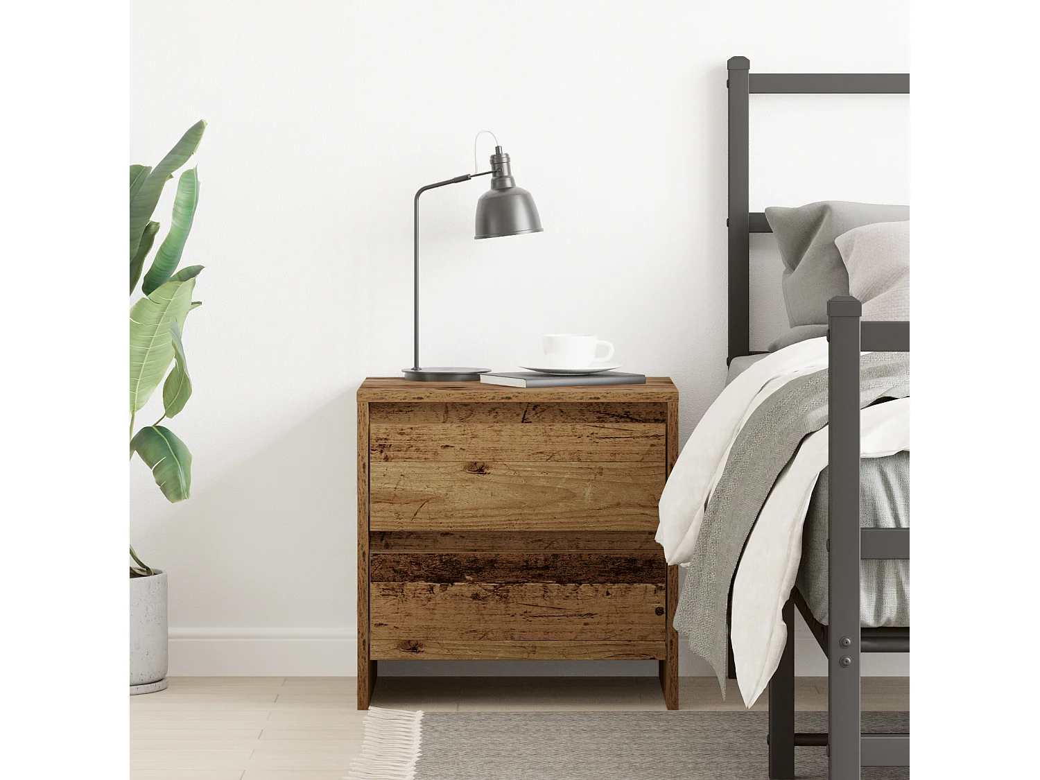 Cabinet de Chevet Bois Vieilli 45x34x44.5 cm Bois d'Ingénierie