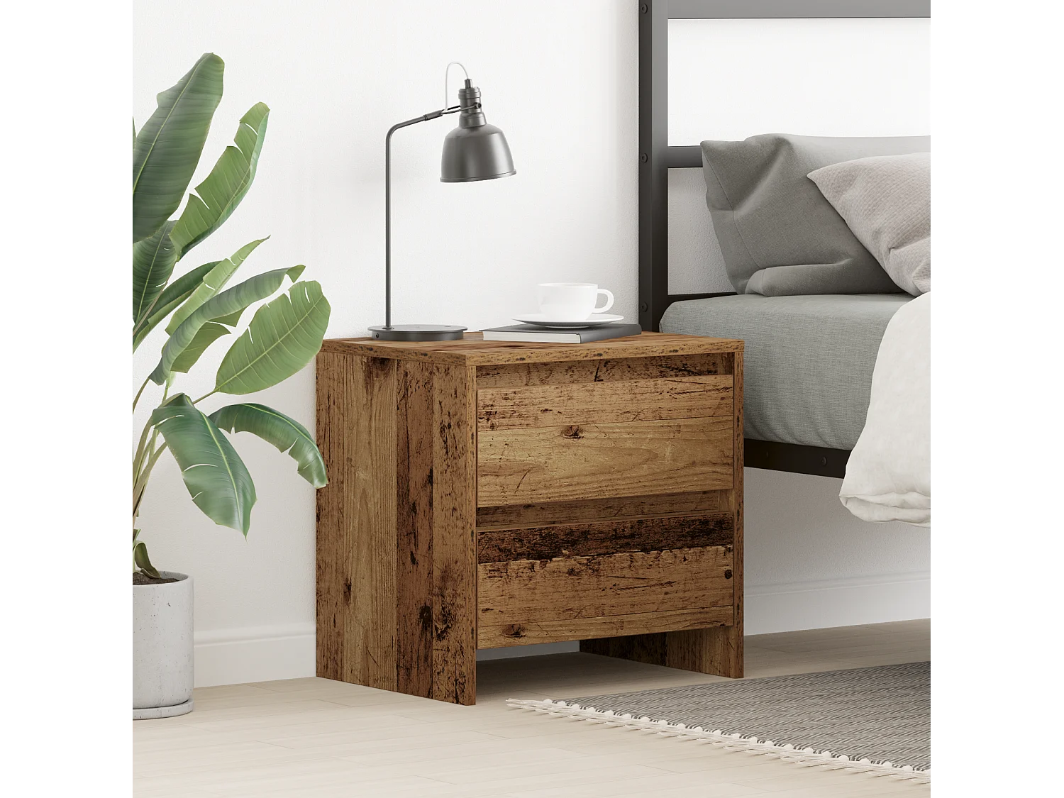 Cabinet de Chevet Bois Vieilli 45x34x44.5 cm Bois d'Ingénierie