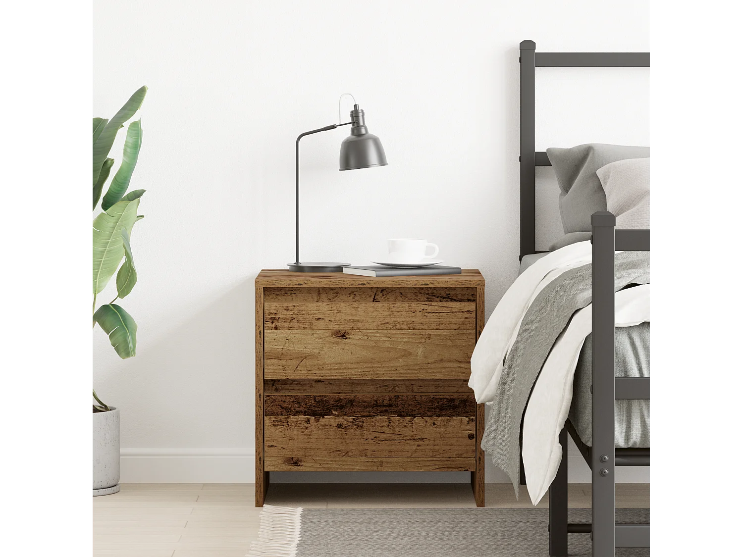 Cabinet de Chevet Bois Vieilli 45x34x44.5 cm Bois d'Ingénierie