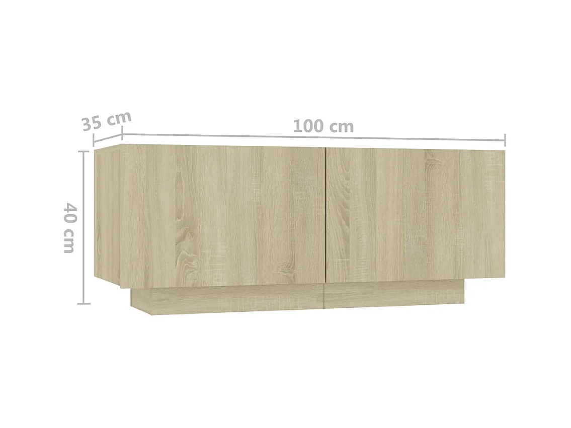 Comodino in rovere Sonoma 100x35x40 cm in legno ingegnerizzato