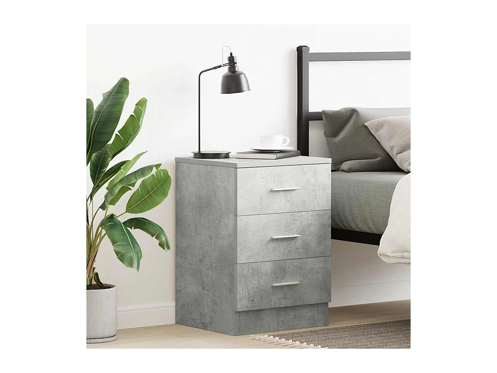 Comodino Grigio cemento 38x35x56 cm Legno composito