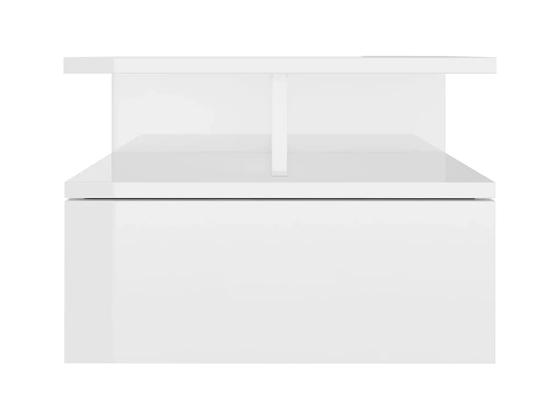 comodini sospesi in legno ingegnerizzato bianco lucido