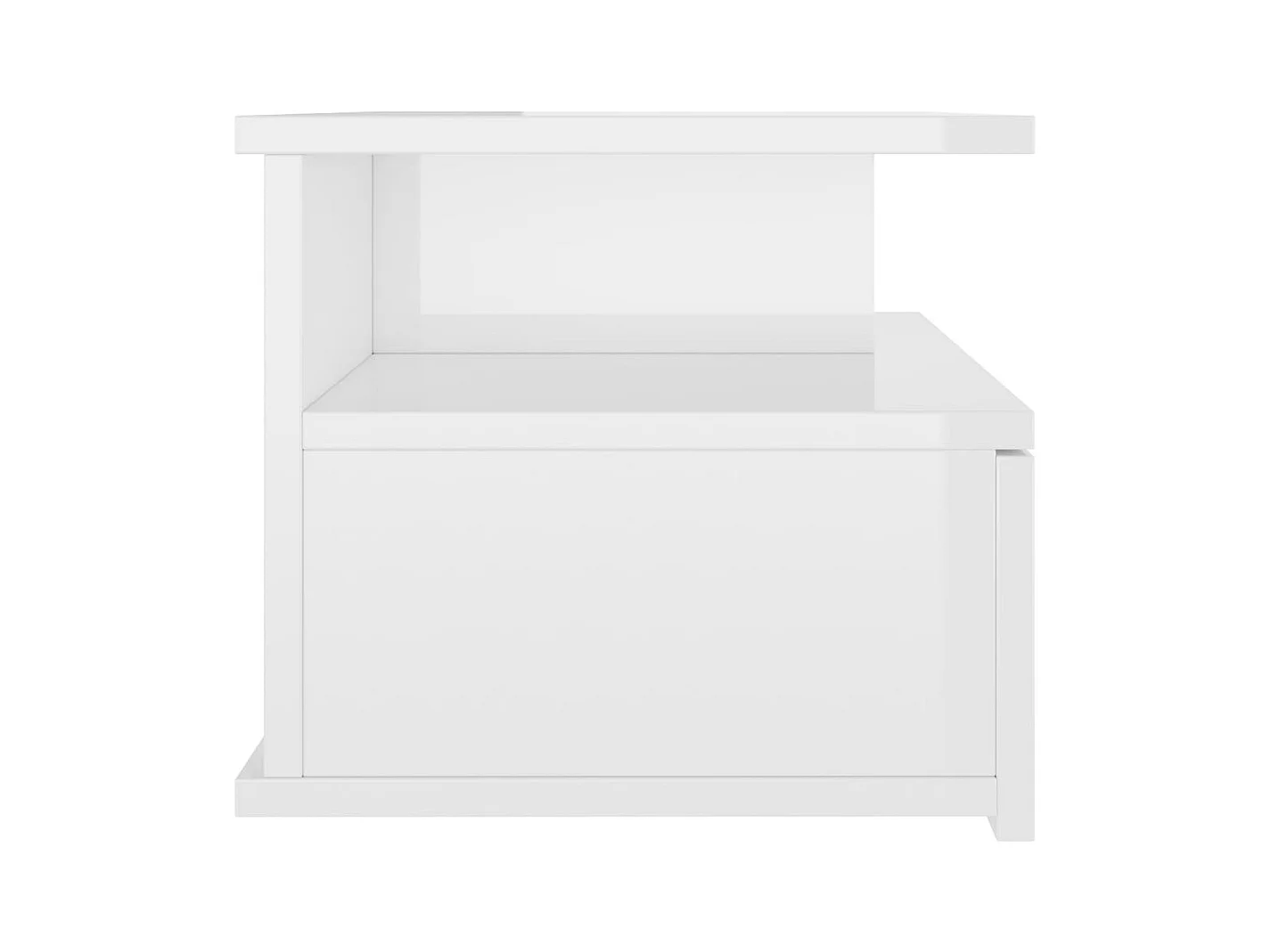 comodini sospesi in legno ingegnerizzato bianco lucido