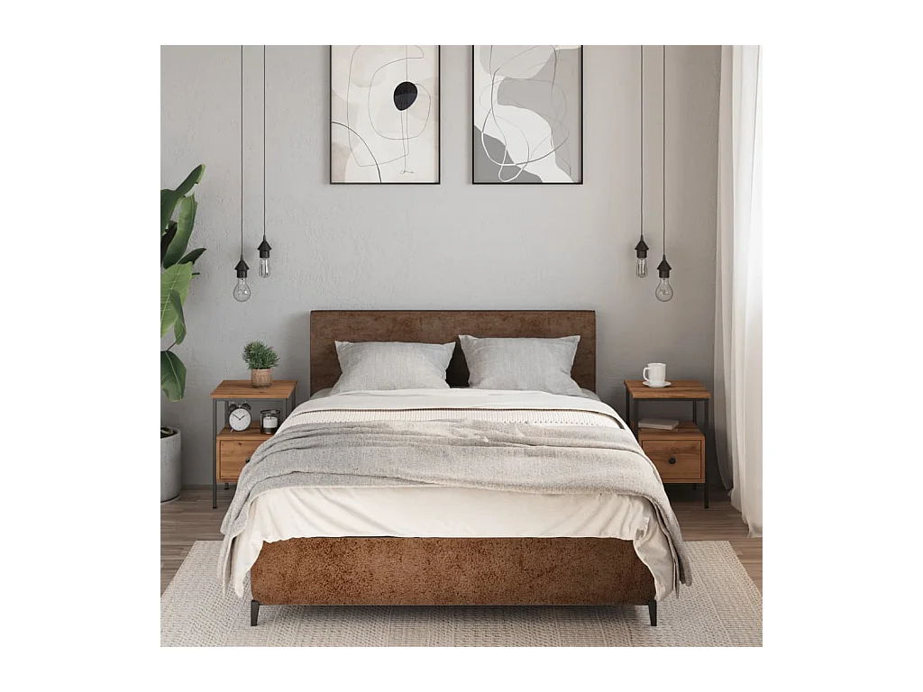 Tables de chevet 2 pcs chêne artisanal bois d'ingénierie