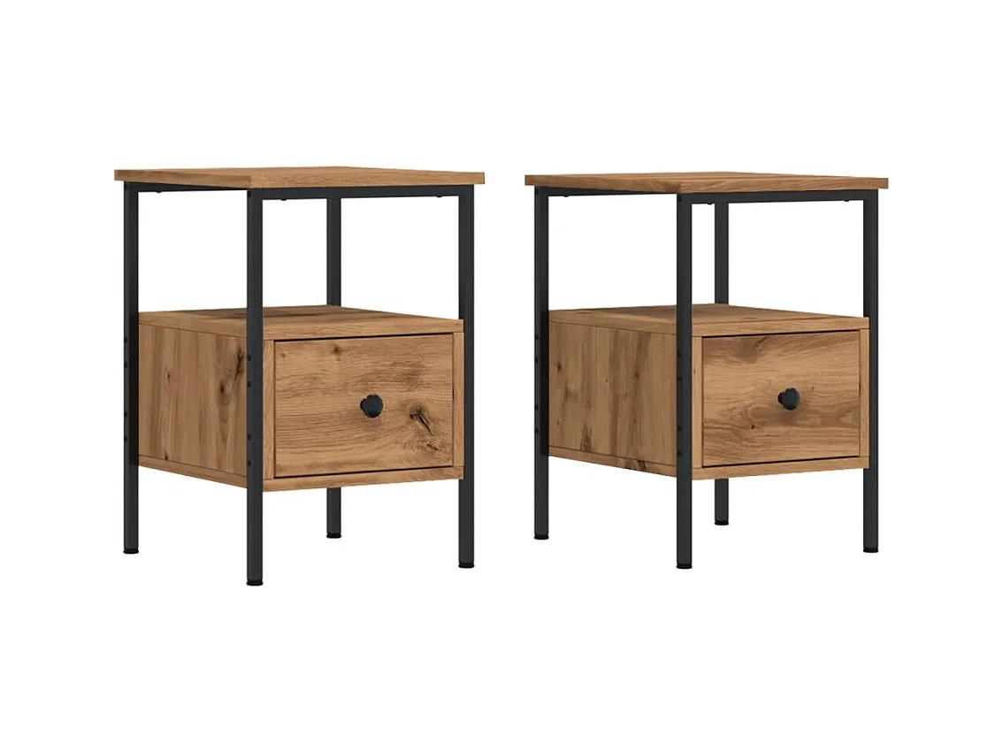 Tables de chevet 2 pcs chêne artisanal bois d'ingénierie