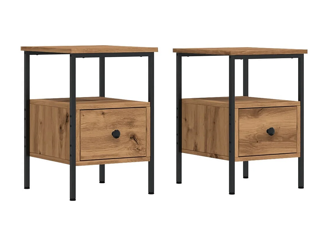 Tables de chevet 2 pcs chêne artisanal bois d'ingénierie
