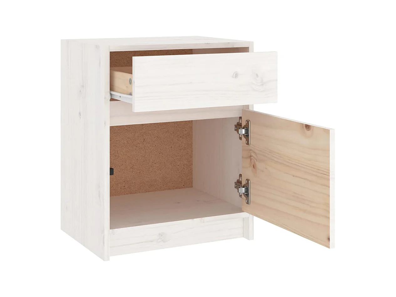 Table de chevet Blanc 40x31x50 cm Bois de pin massif