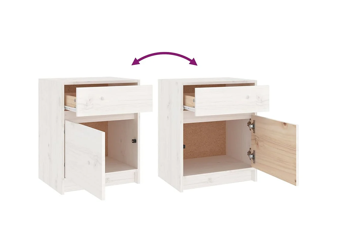 Table de chevet Blanc 40x31x50 cm Bois de pin massif