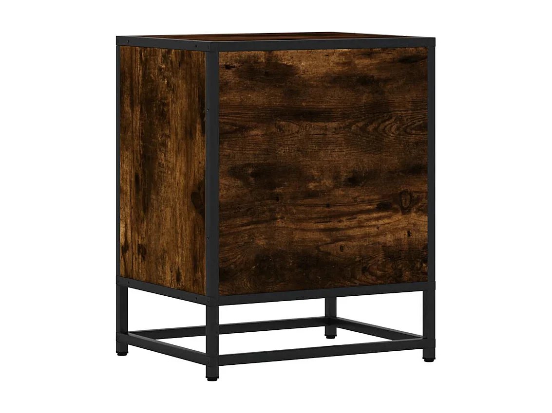 Tables de chevet 2 pcs chêne fumé bois d'ingénierie et métal