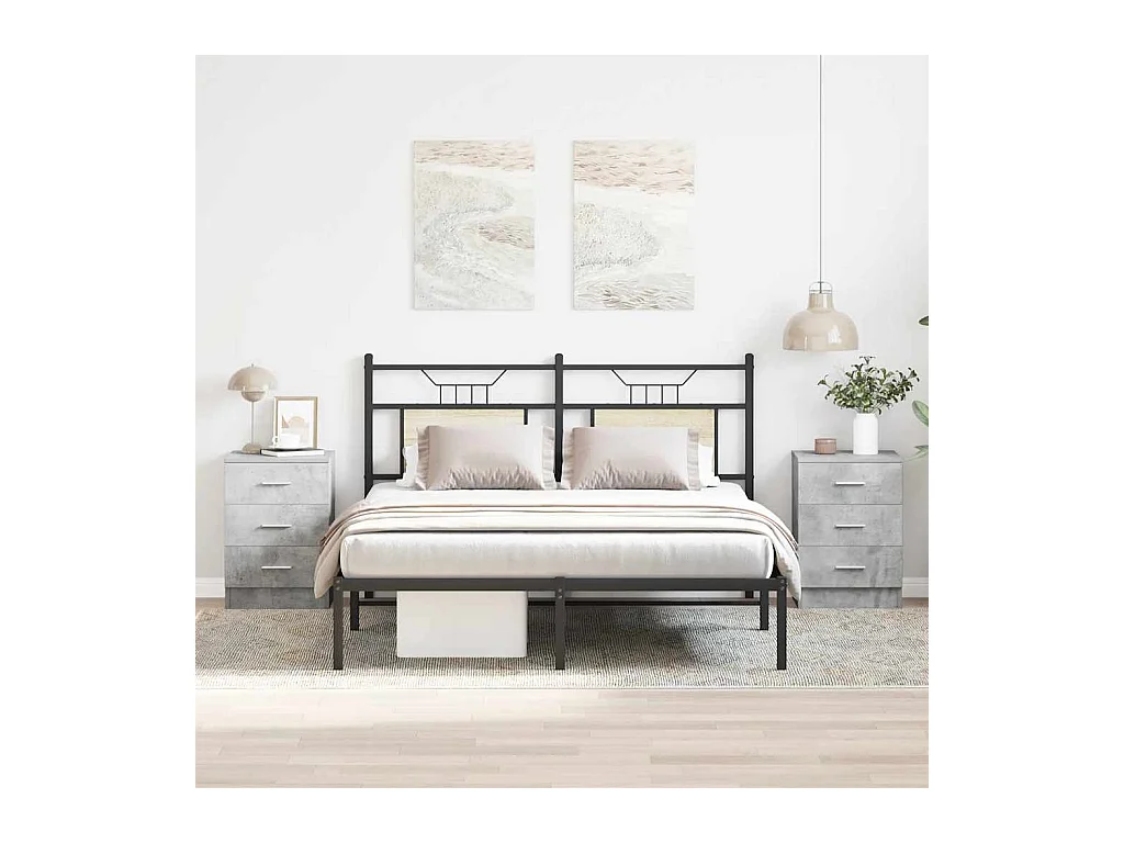 Comodini 2 pz Grigio cemento 38x35x56 cm Legno composito