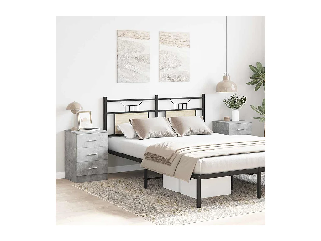 Comodini 2 pz Grigio cemento 38x35x56 cm Legno composito