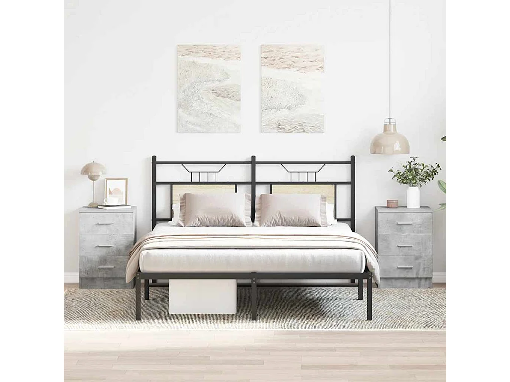 Mesitas de noche 2 uds Gris hormigón 38x35x56 cm Madera de ingeniería