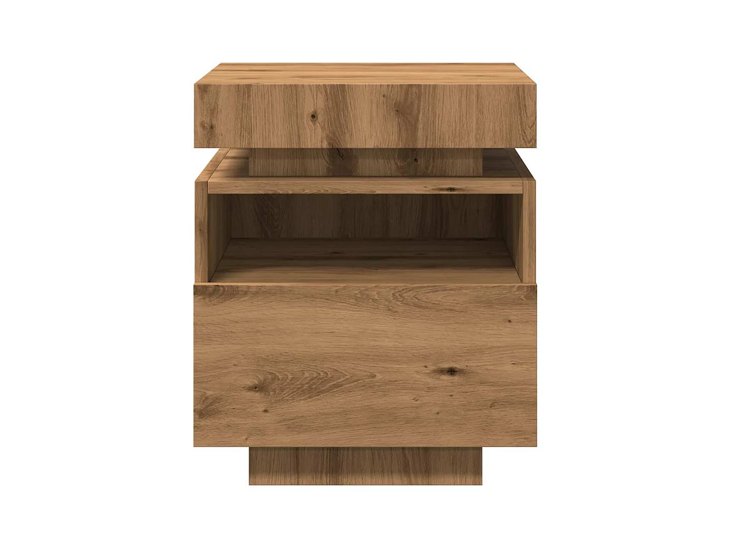 Armoire de chevet et lumières LED chêne artisanal 40x39x48,5 cm