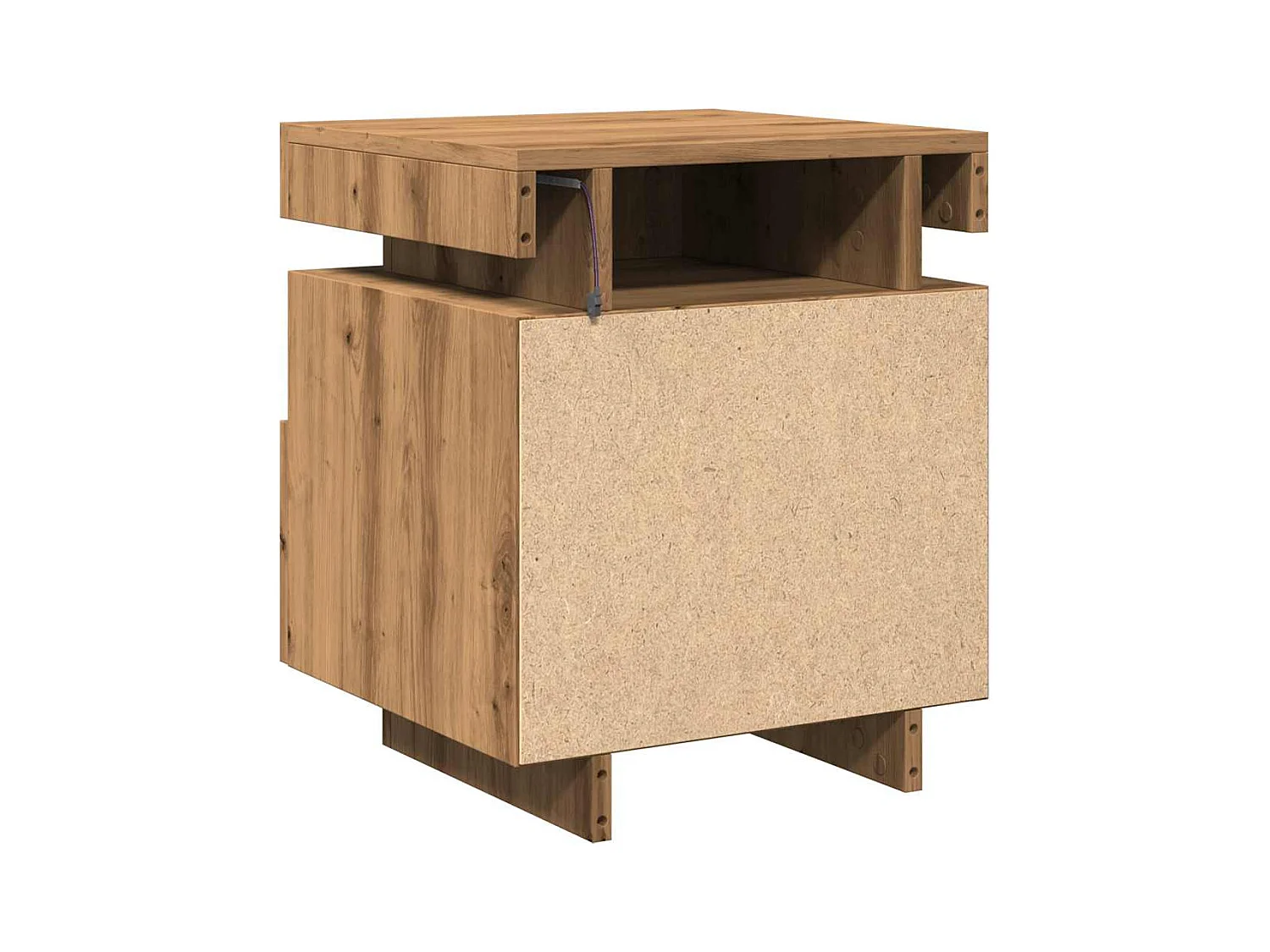 Armoire de chevet et lumières LED chêne artisanal 40x39x48,5 cm