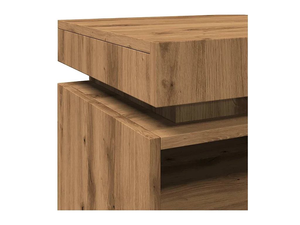 Armoire de chevet et lumières LED chêne artisanal 40x39x48,5 cm