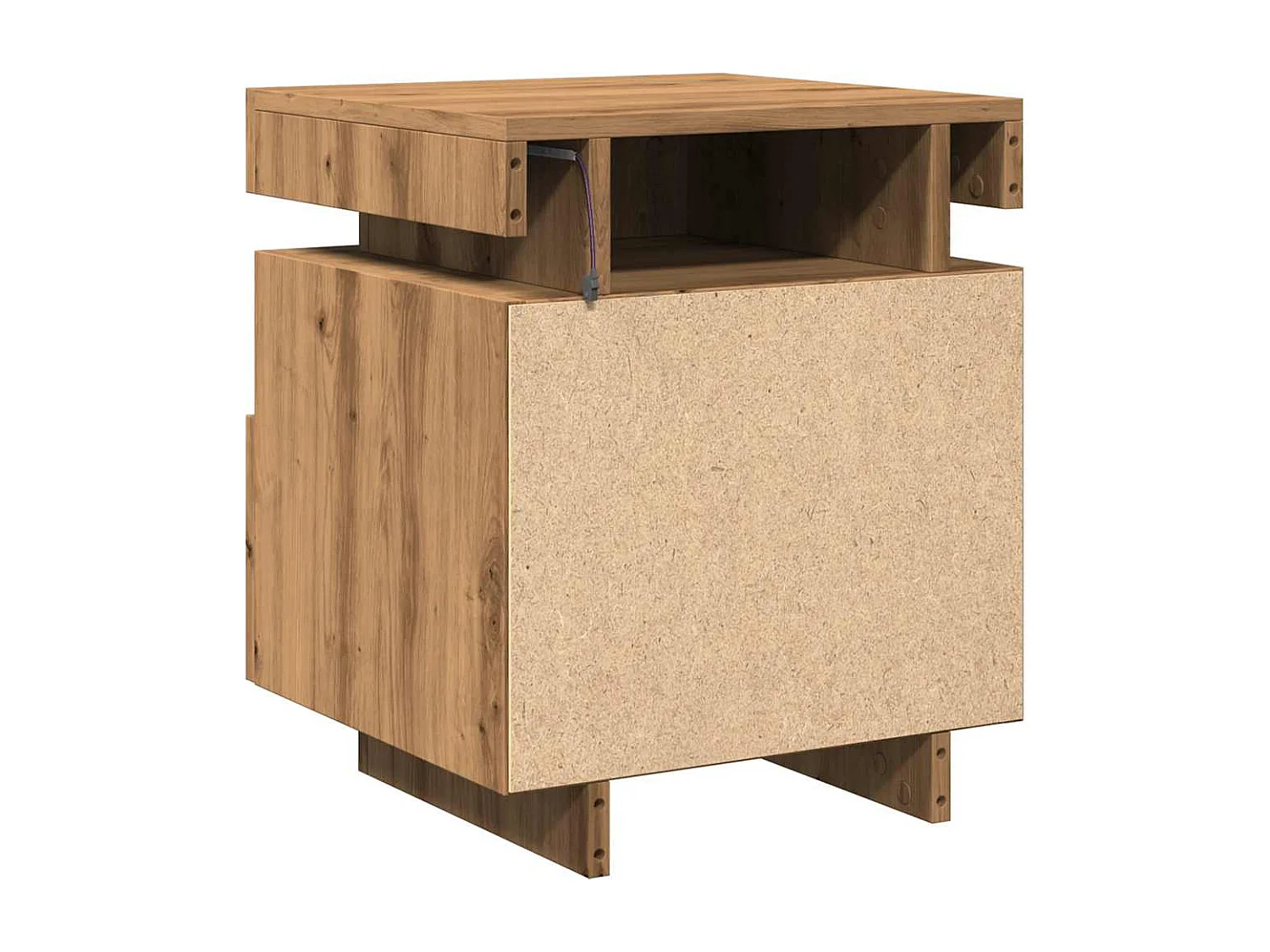 Armoire de chevet et lumières LED chêne artisanal 40x39x48,5 cm