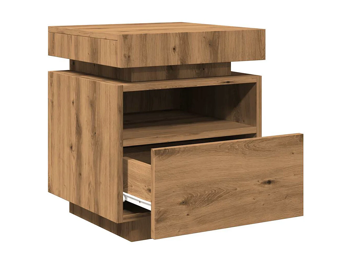 Armoire de chevet et lumières LED chêne artisanal 40x39x48,5 cm