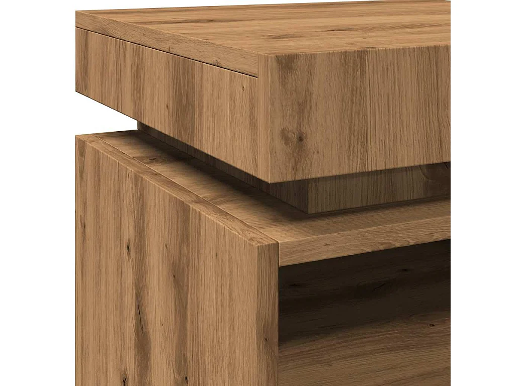 Armoire de chevet et lumières LED chêne artisanal 40x39x48,5 cm