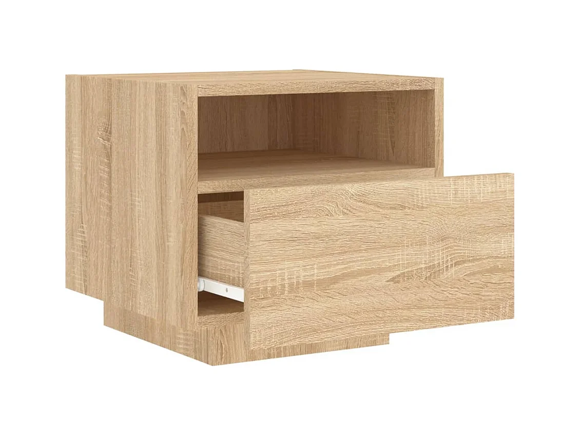 Comodino con luci LED in rovere Sonoma 40x39x37 cm